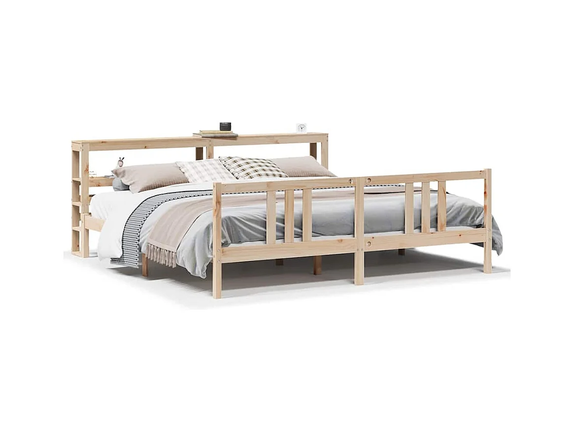 Letto per adulti | Letto matrimoniale | Giroletto con Testiera 180x200 cm Massello Pino