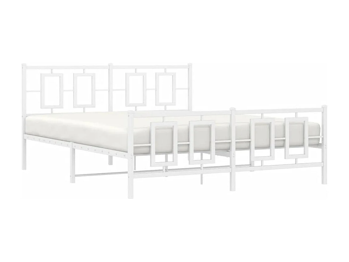 Lit double | Lit adulte | Cadre de lit métal et pied de lit blanc 150x200 cm