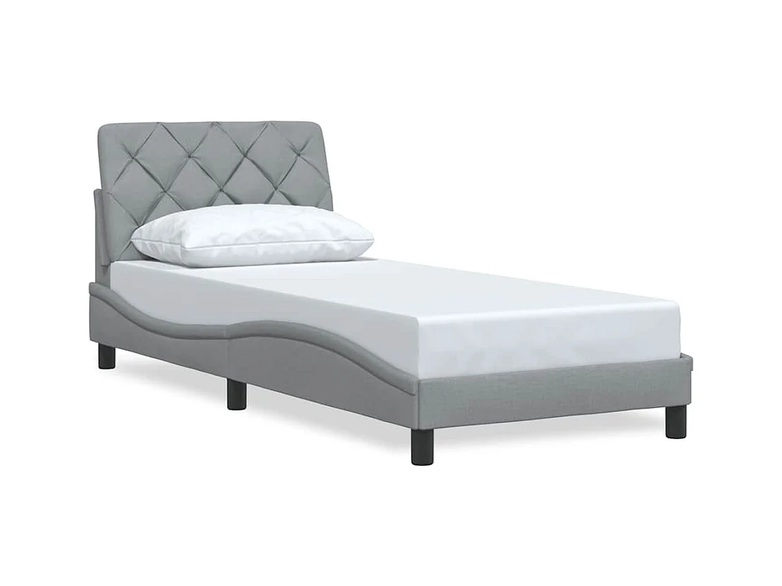 Letto per adulti | Letto singolo | Giroletto senza Materasso Grigio Chiaro 90x190 cm Tessuto