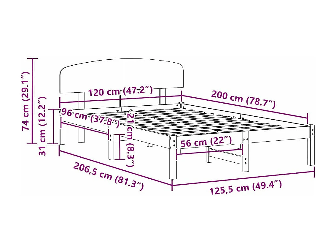 Lit simple | Lit adulte, enfant | Cadre de lit Marron 120x200 cm Bois de pin massif