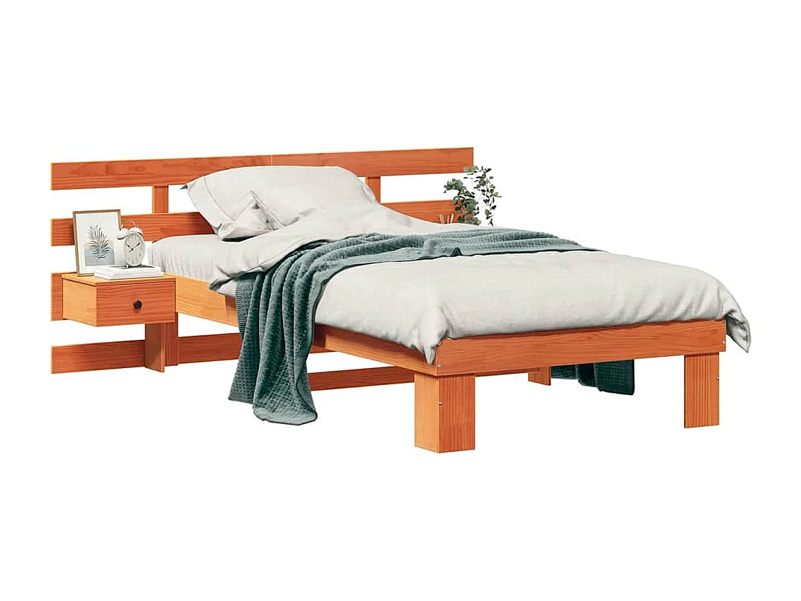 Lit simple | Lit adulte, enfant | Cadre de lit Marron cire 90x200 cm Bois massif en pin