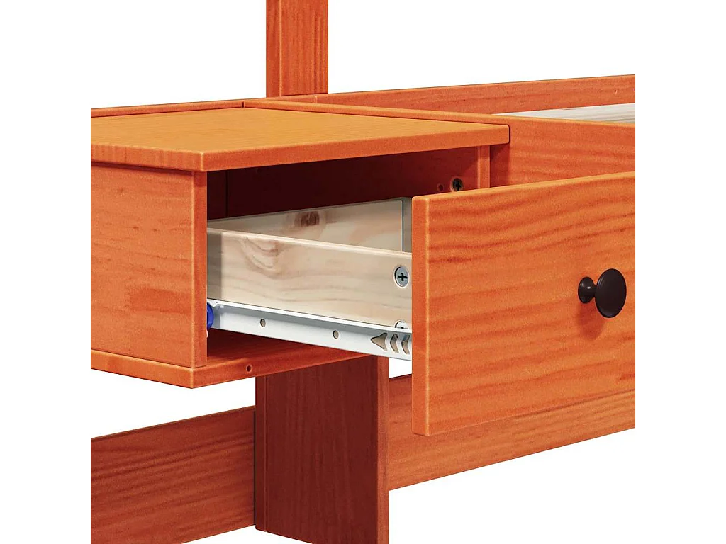 Lit simple | Lit adulte, enfant | Cadre de lit Marron cire 90x200 cm Bois massif en pin