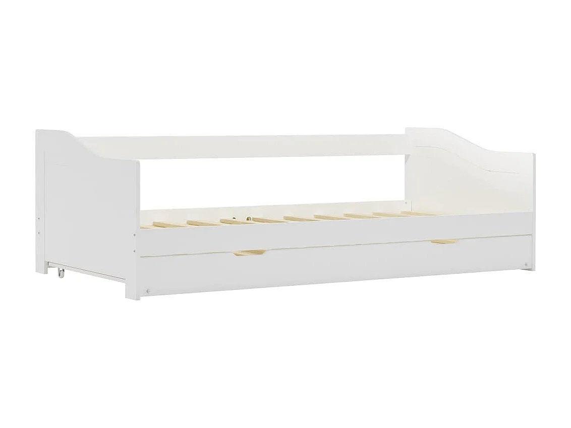 Lit simple | Lit adulte, enfant | Cadre de lit extensible blanc bois de pin 90x200cm
