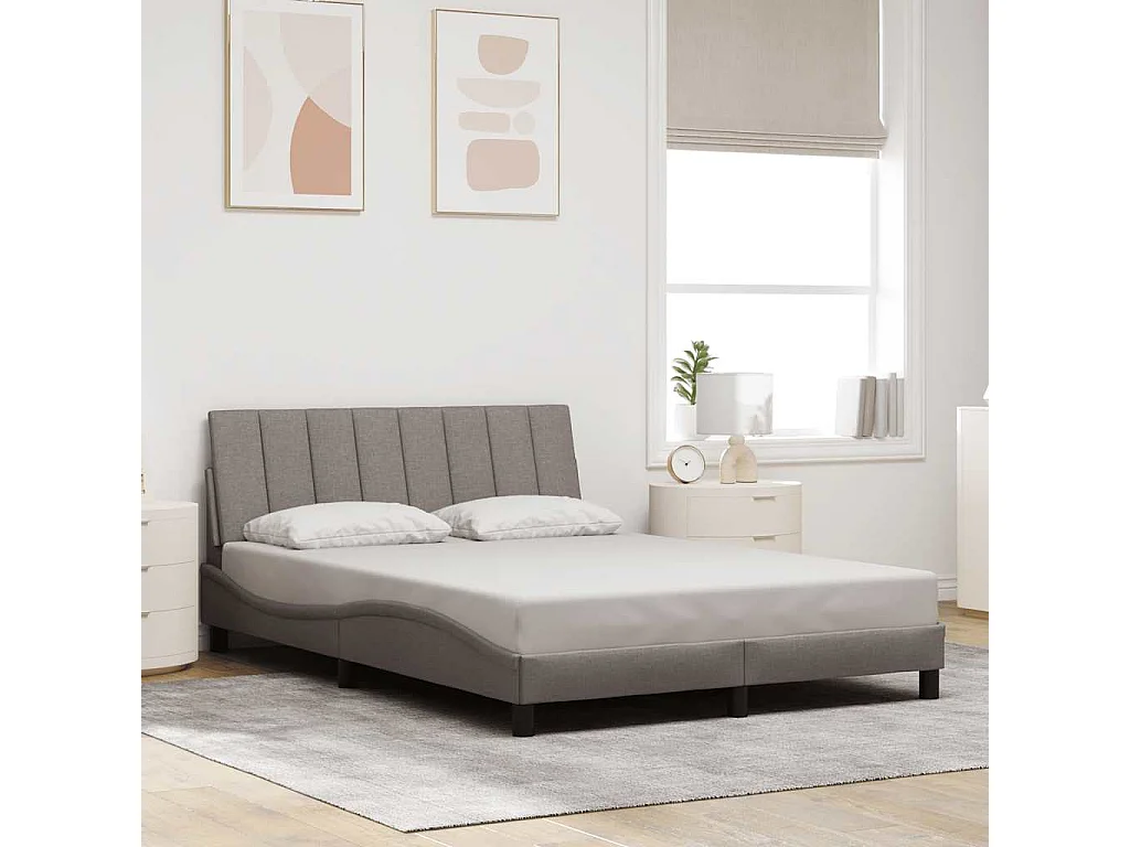 Letto per adulti | Letto matrimoniale | Giroletto senza Materasso Hanko Tortora 140x190 cm in Tessuto