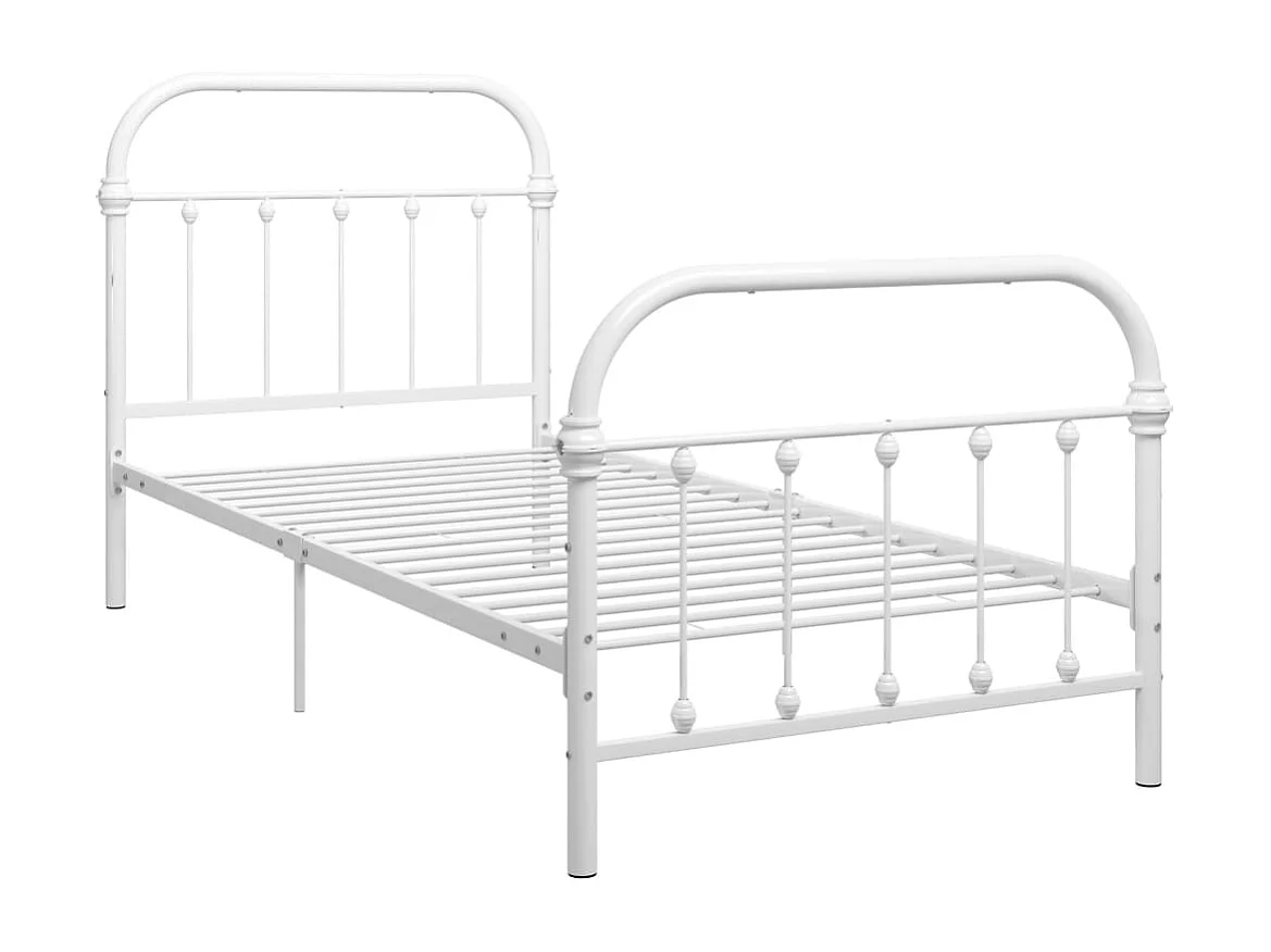 Lit simple | Lit adulte, enfant | Cadre de lit blanc métal 90x200 cm
