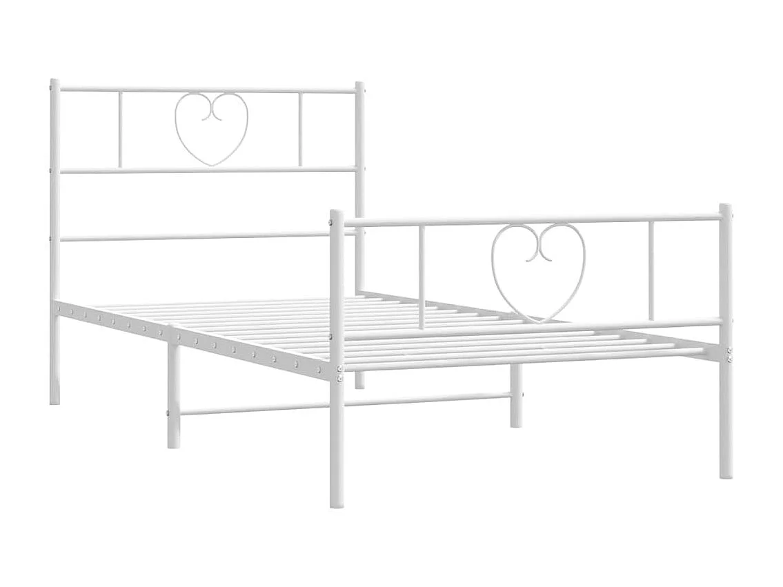 Lit simple | Lit adulte, enfant | Cadre de lit métal avec pied de lit blanc 80x200cm