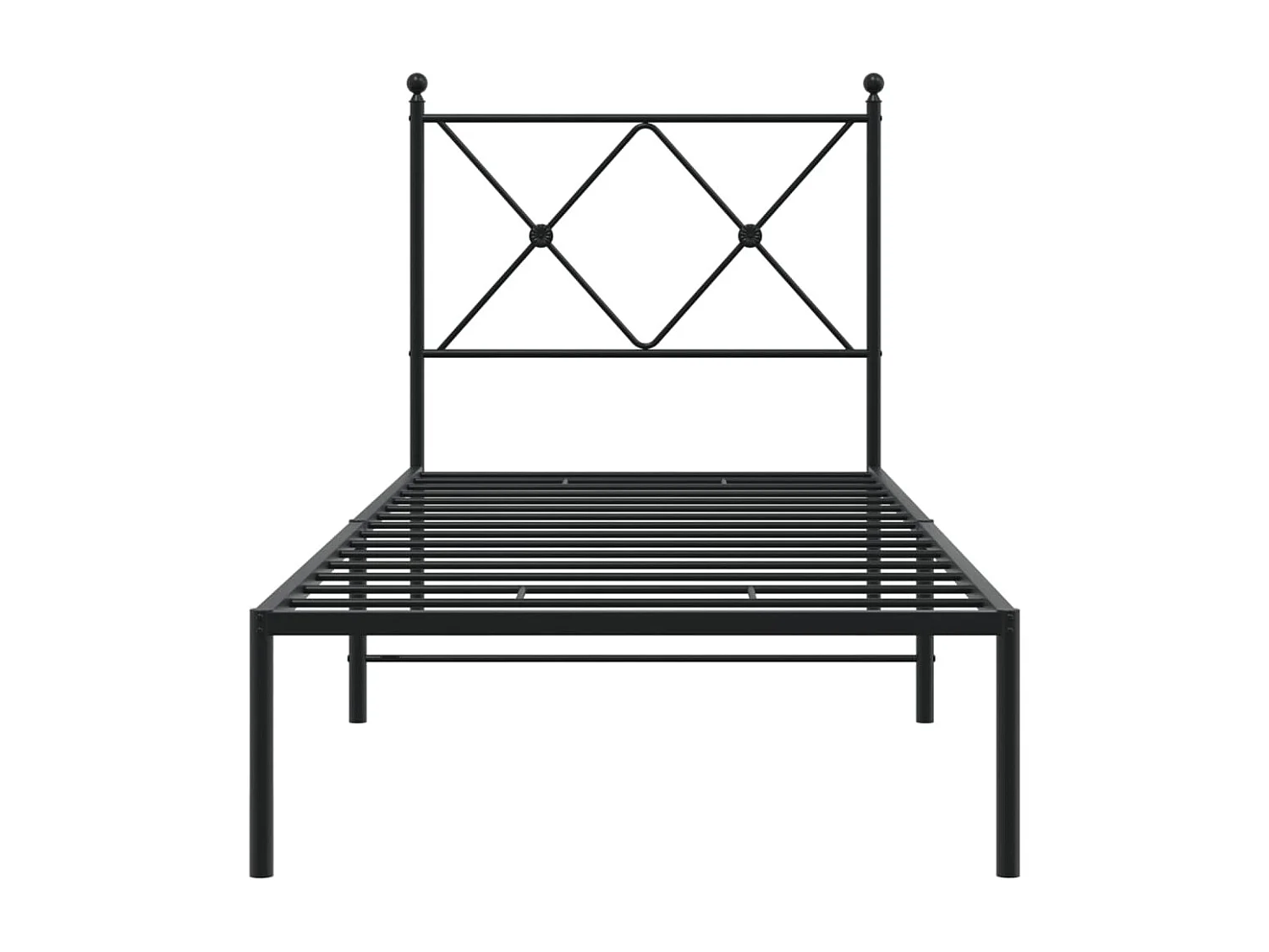 Lit simple | Lit adulte, enfant | Cadre de lit métal avec tête de lit noir 75x190 cm