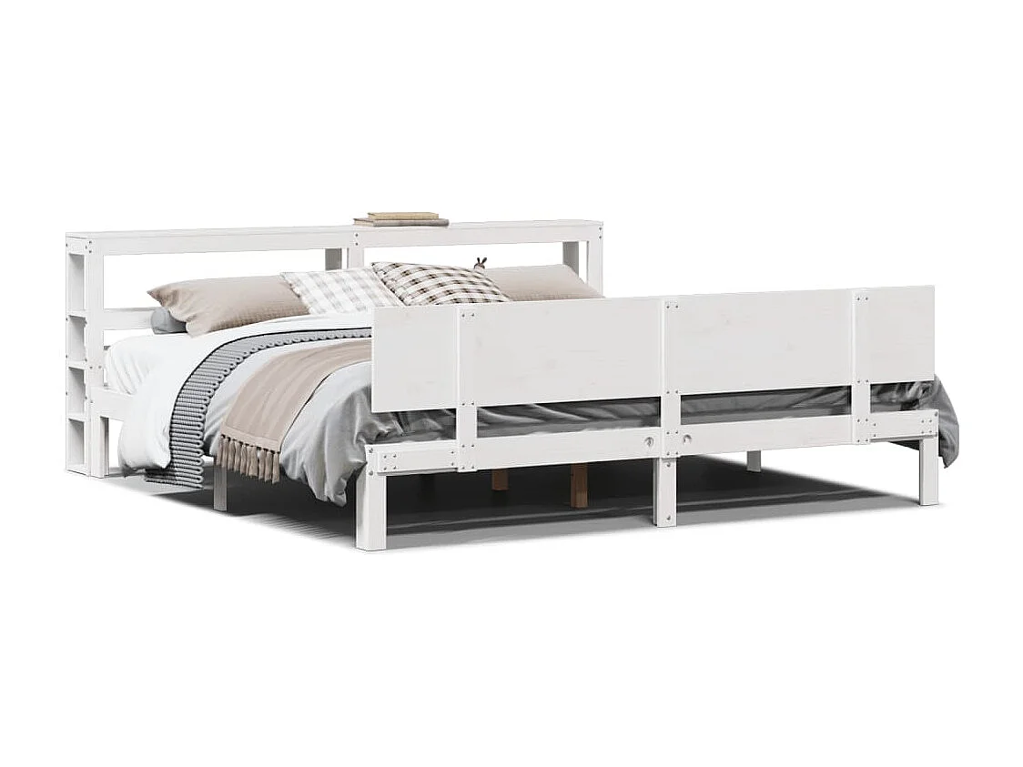 Letto per adulti | Letto matrimoniale | Giroletto con Testiera senza Materasso Bianco 180x200 cm