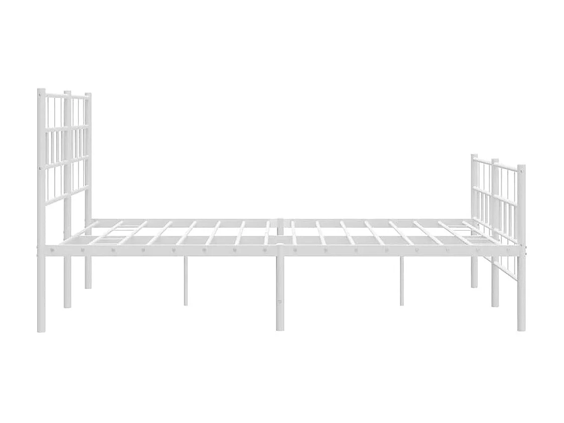 Lit double | Lit adulte | Cadre de lit métal et pied de lit blanc 150x200 cm