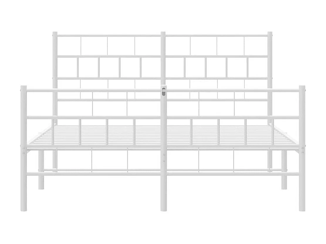 Lit double | Lit adulte | Cadre de lit métal et pied de lit blanc 150x200 cm