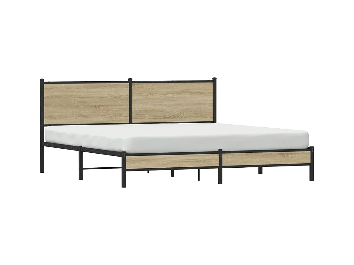 Letto per adulti | Letto matrimoniale | Giroletto senza Materaso in Metallo Rovere Sonoma 180x200 cm