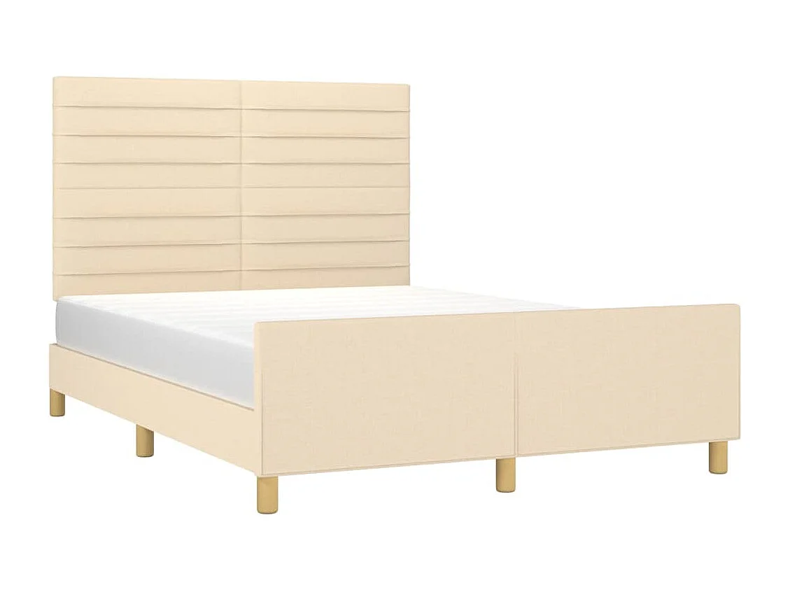 Lit double | Lit adulte | Cadre de lit crème 140x190 cm tissu