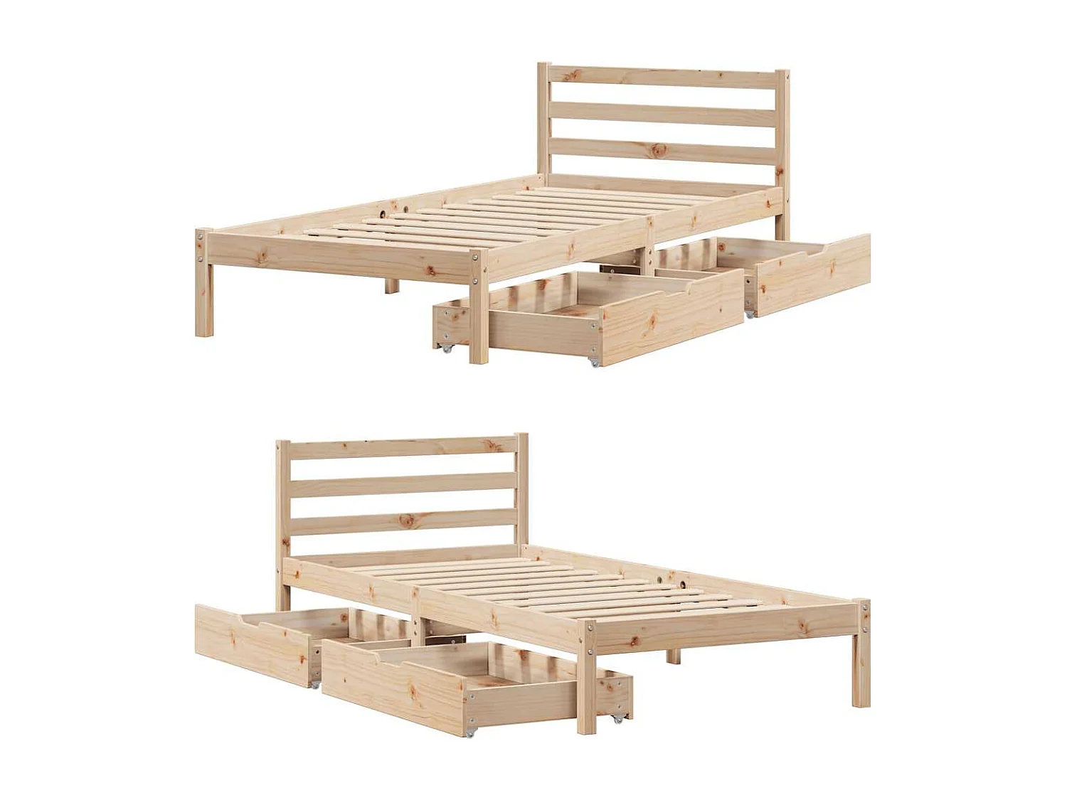 Lit simple | Lit adulte, enfant | Cadre de lit 75x190 cm bois de pin massif