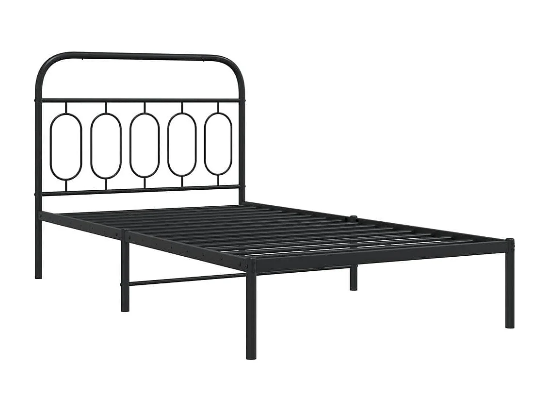 Lit simple | Lit adulte, enfant | Cadre de lit métal avec tête de lit noir 100x190cm