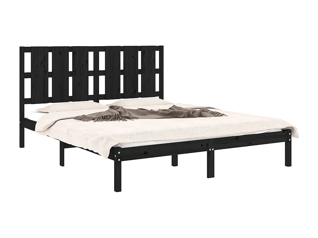 Lit double | Lit adulte | Cadre de lit noir 150x200 cm bois massif