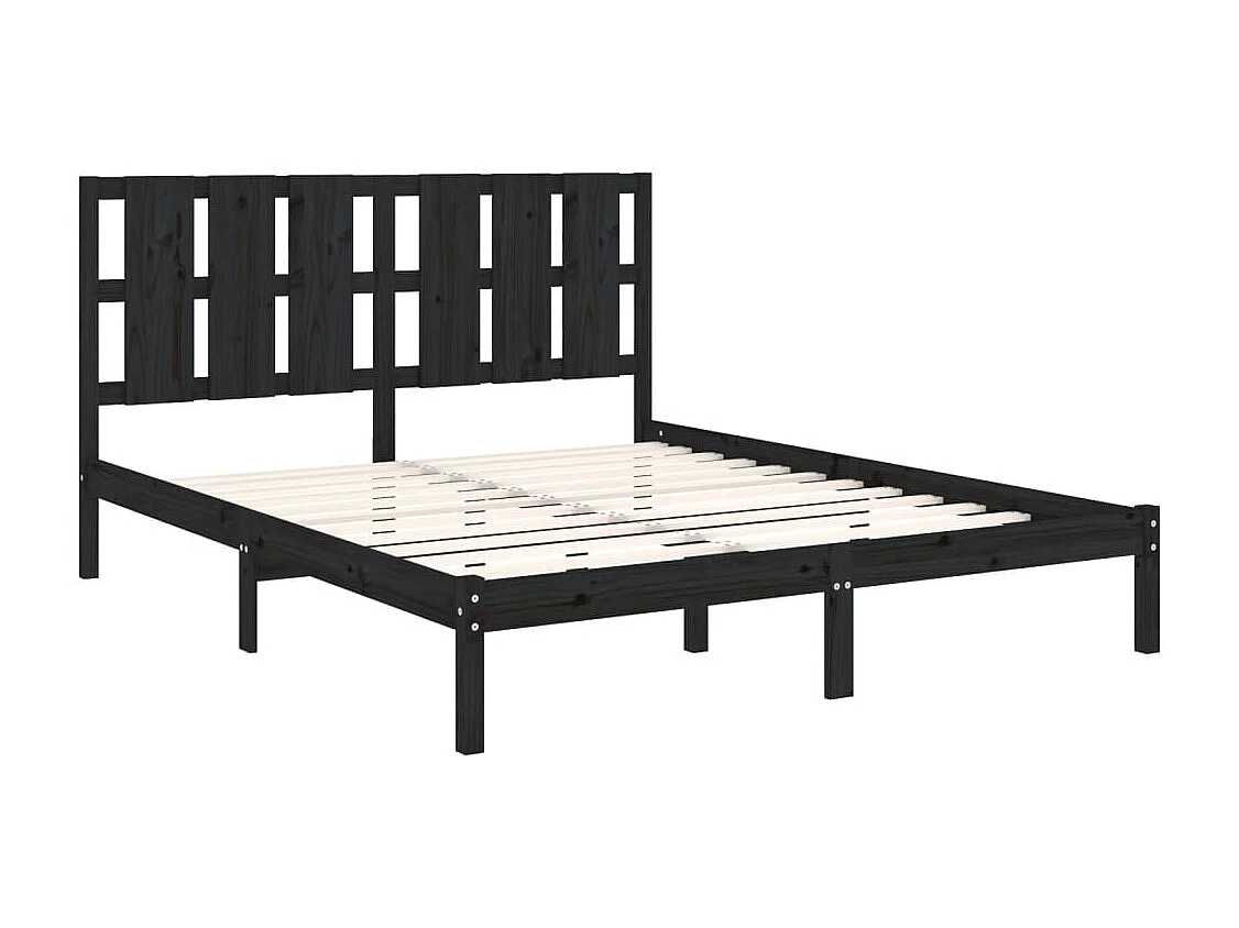 Lit double | Lit adulte | Cadre de lit noir 150x200 cm bois massif