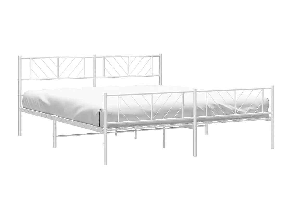 Bedframe | Tweepersoonsbed met hoofd- en voeteneinde metaal wit 183x213 cm