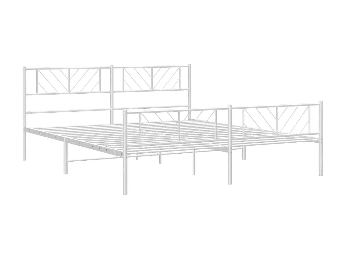 Bedframe | Tweepersoonsbed met hoofd- en voeteneinde metaal wit 183x213 cm