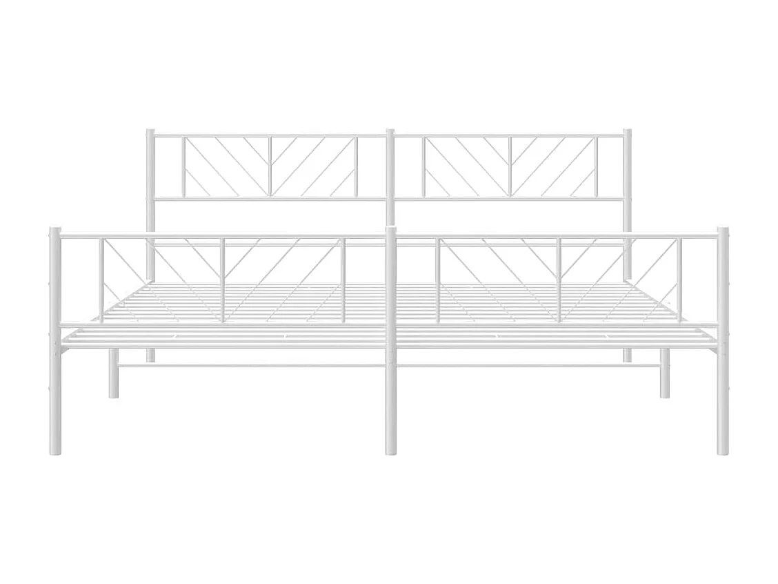 Bedframe | Tweepersoonsbed met hoofd- en voeteneinde metaal wit 183x213 cm