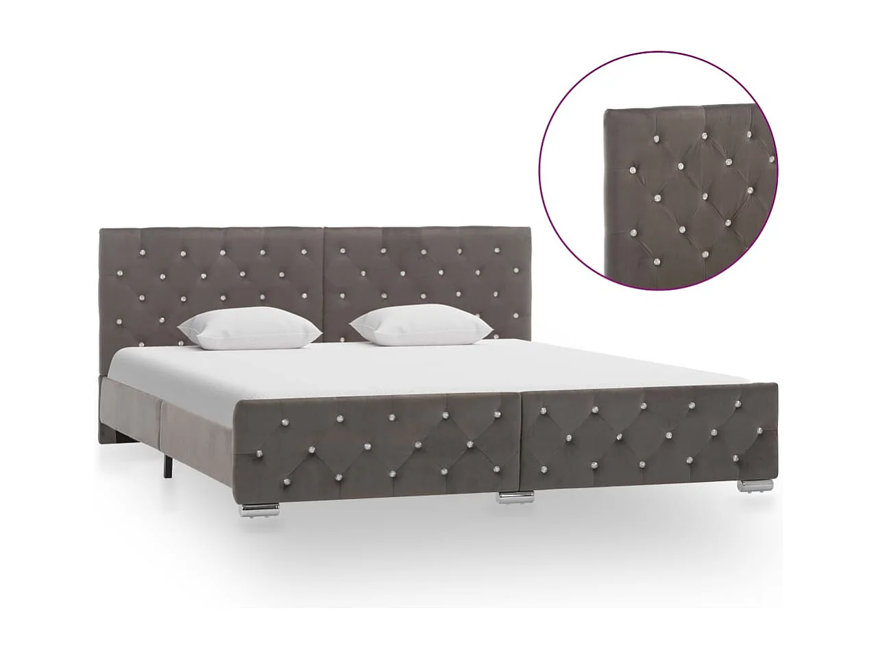 Lit double | Lit adulte | Cadre de lit gris velours 180x200 cm