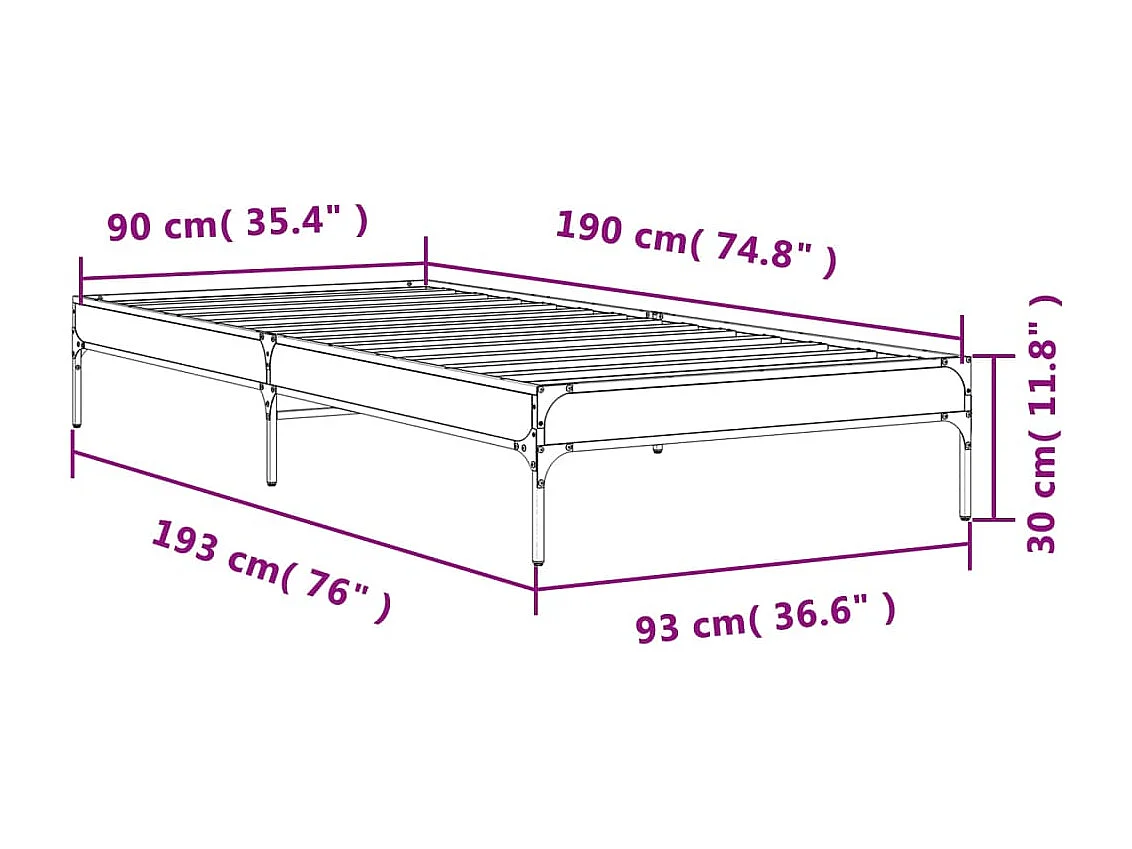 Lit simple | Lit adulte, enfant | Cadre de lit sonoma gris 90x190 cm