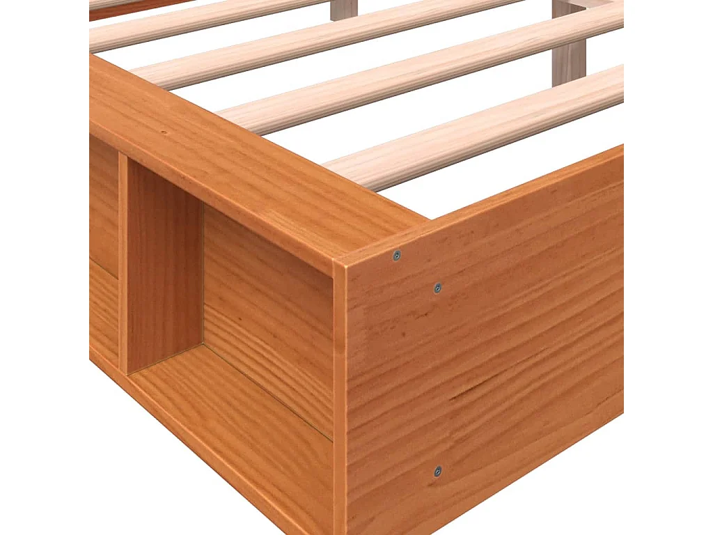 Bedframe | Tweepersoonsbed zonder matras massief grenenhout wasbruin 160x200 cm