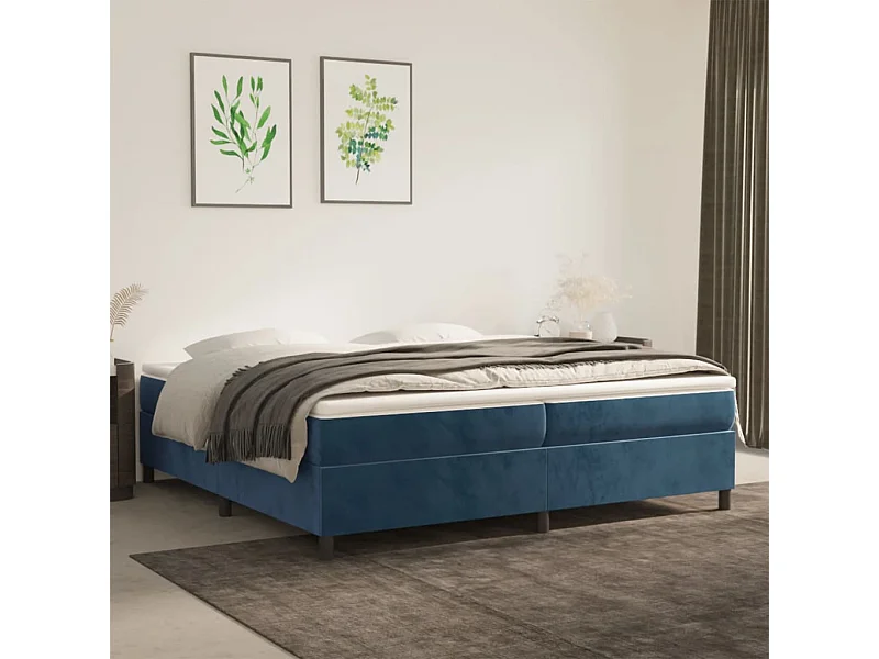 Lit double | Lit adulte | Cadre de lit bleu foncé 200x200 cm velours