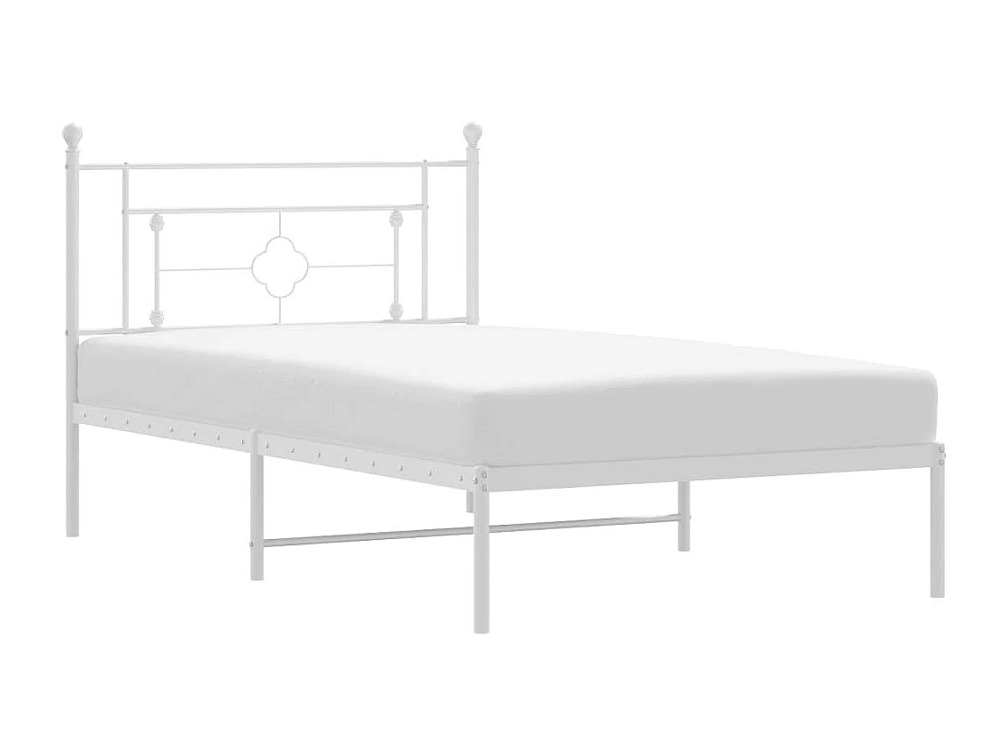 Lit simple | Lit adulte, enfant | Cadre de lit métal et tête de lit blanc 107x203 cm