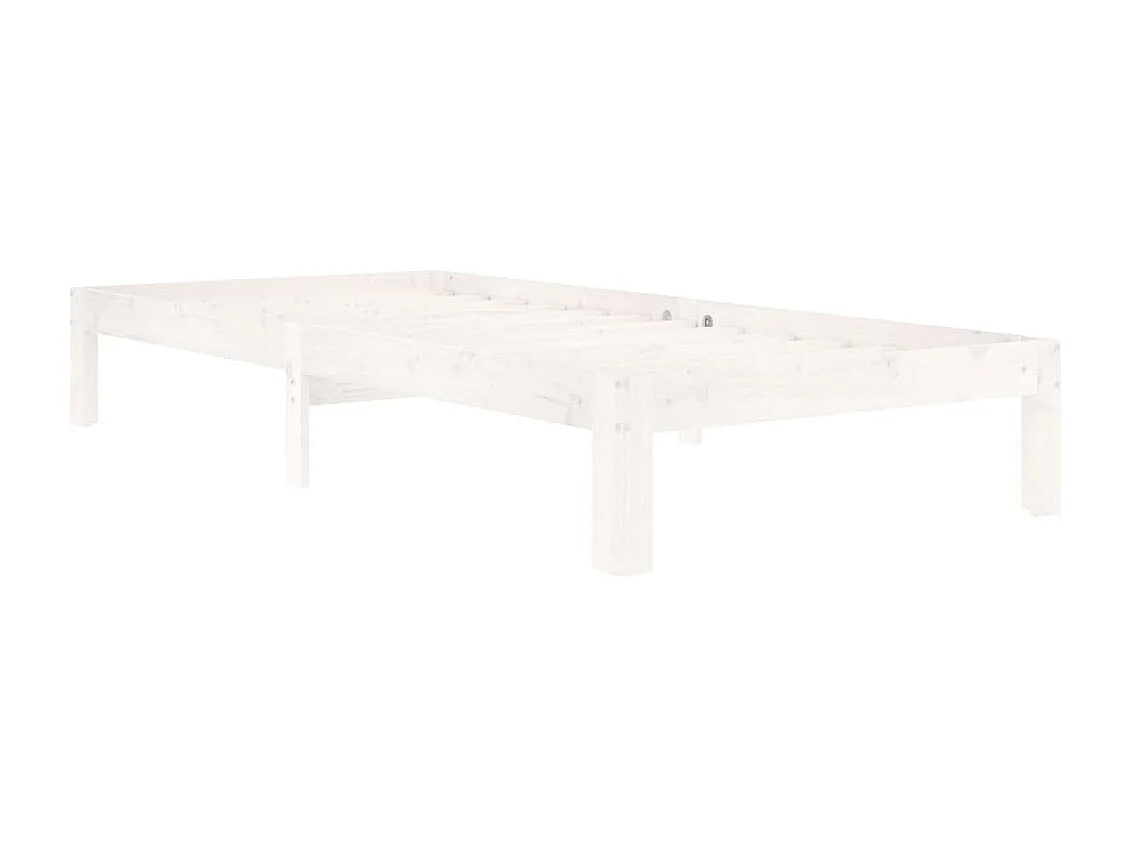 Lit simple | Lit adulte, enfant | Cadre de lit blanc bois de pin massif 90x200 cm