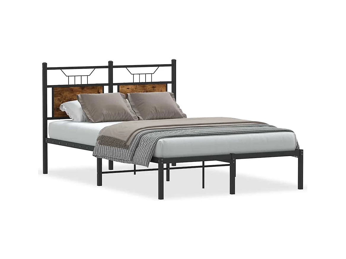 Letto per adulti | Letto singolo | Giroletto senza Materasso Rovere Fumo 120x190 cm in Truciolato