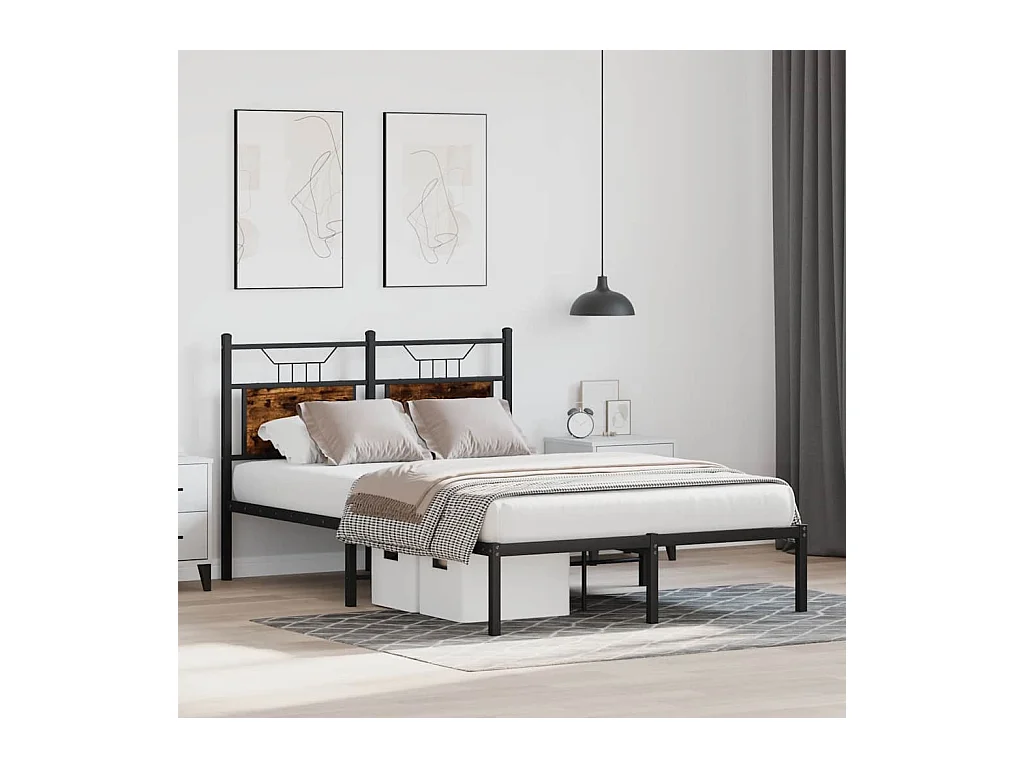 Letto per adulti | Letto singolo | Giroletto senza Materasso Rovere Fumo 120x190 cm in Truciolato