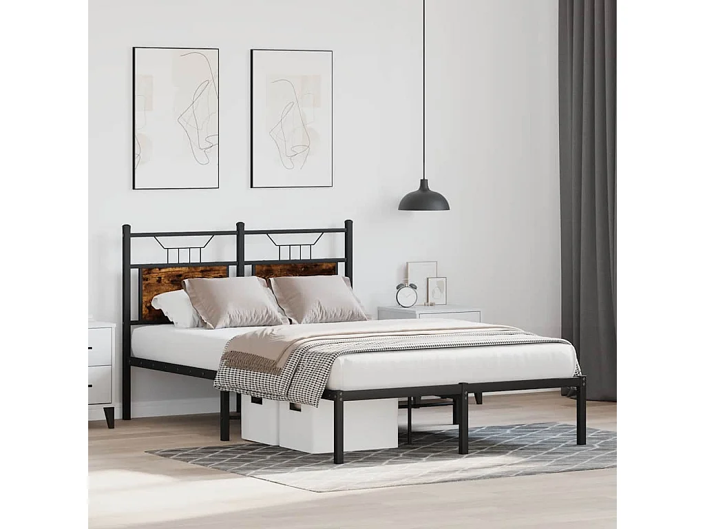 Letto per adulti | Letto singolo | Giroletto senza Materasso Rovere Fumo 120x190 cm in Truciolato