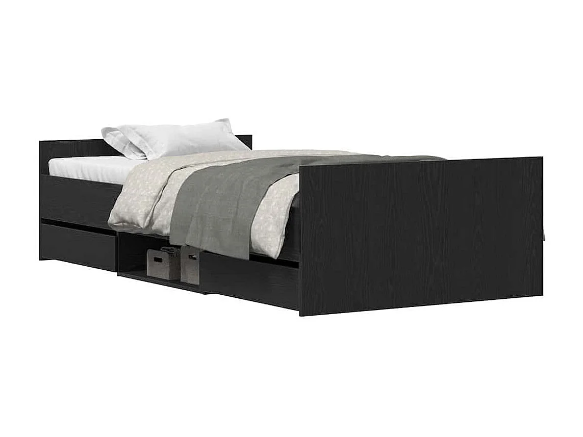 Lit simple | Lit adulte, enfant | Cadre de lit Chêne noir 100x200 cm Bois d'ingénierie