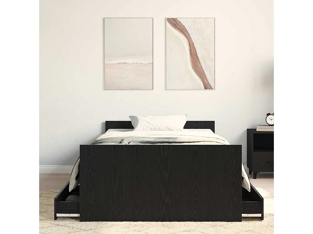 Lit simple | Lit adulte, enfant | Cadre de lit Chêne noir 100x200 cm Bois d'ingénierie