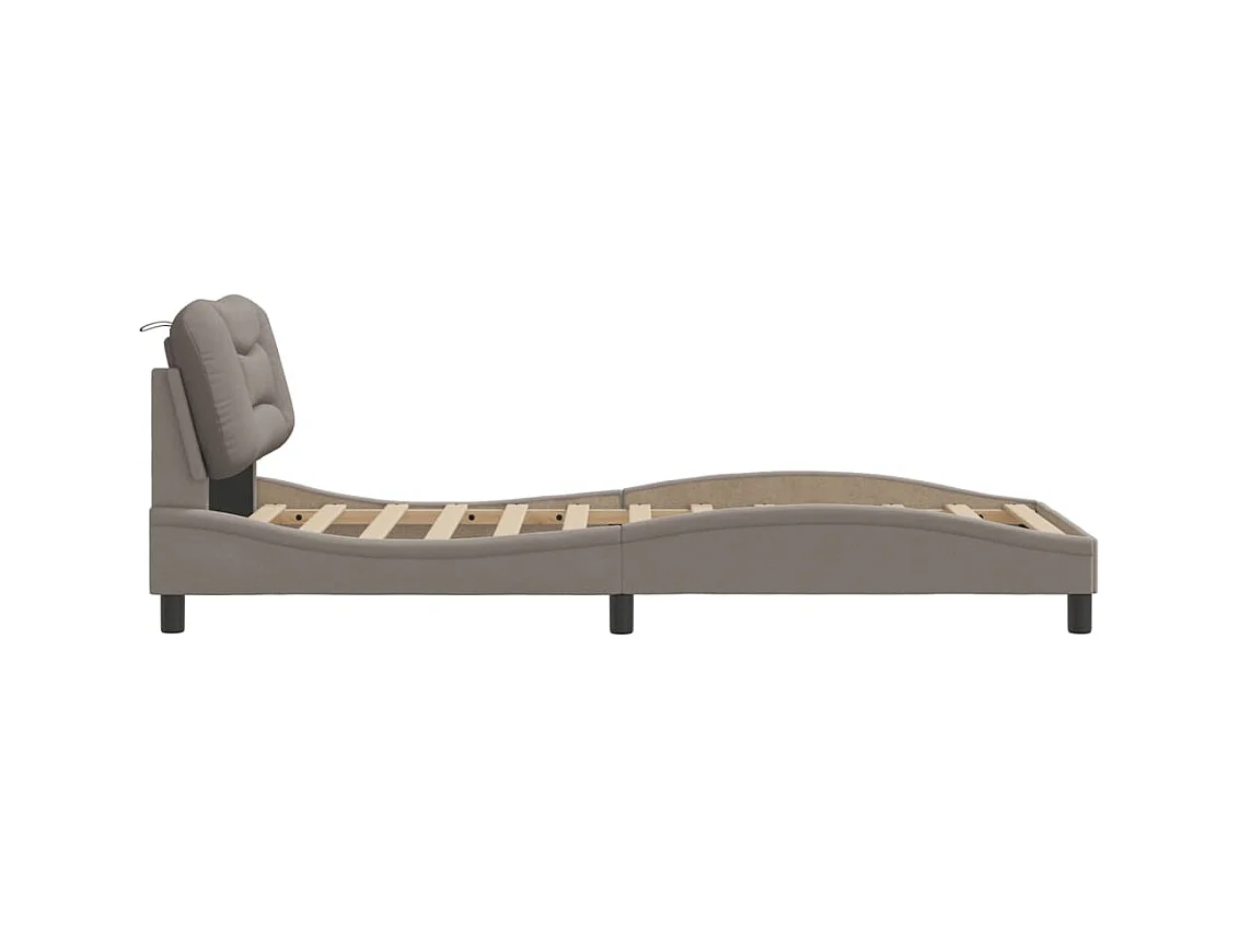 Lit simple | Lit adulte, enfant | Cadre de lit taupe 90x200 cm tissu