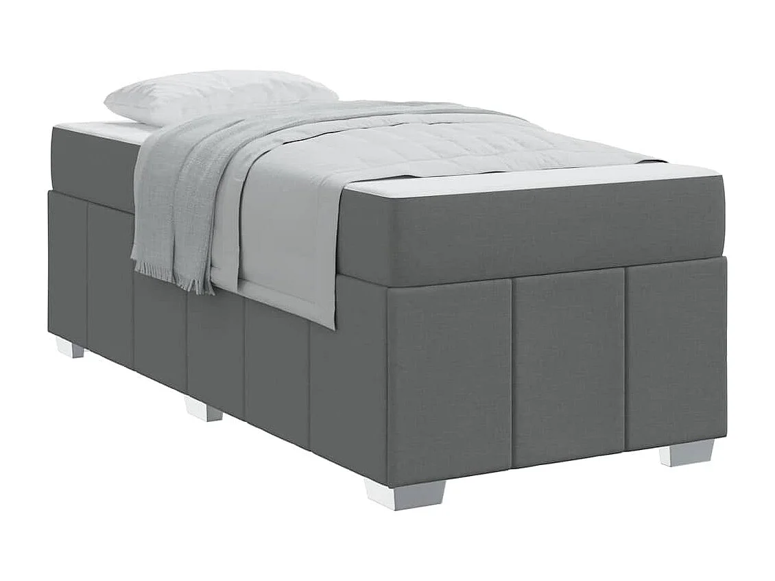 Lit simple | Lit adulte, enfant | Cadre de lit avec matelas Gris foncé 80x200 cm tissu