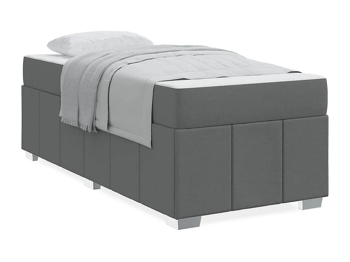 Lit simple | Lit adulte, enfant | Cadre de lit avec matelas Gris foncé 80x200 cm tissu