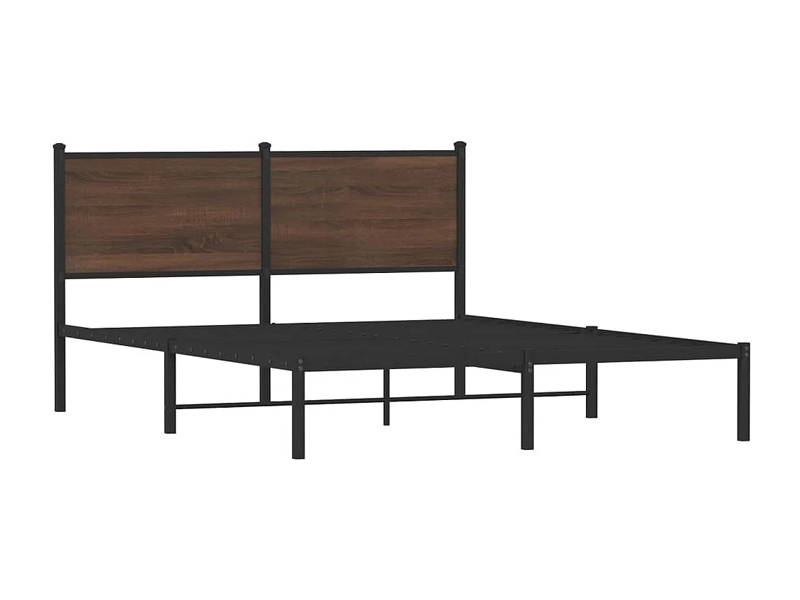 Lit double | Lit adulte | Cadre de lit en métal chêne marron 150x200 cm