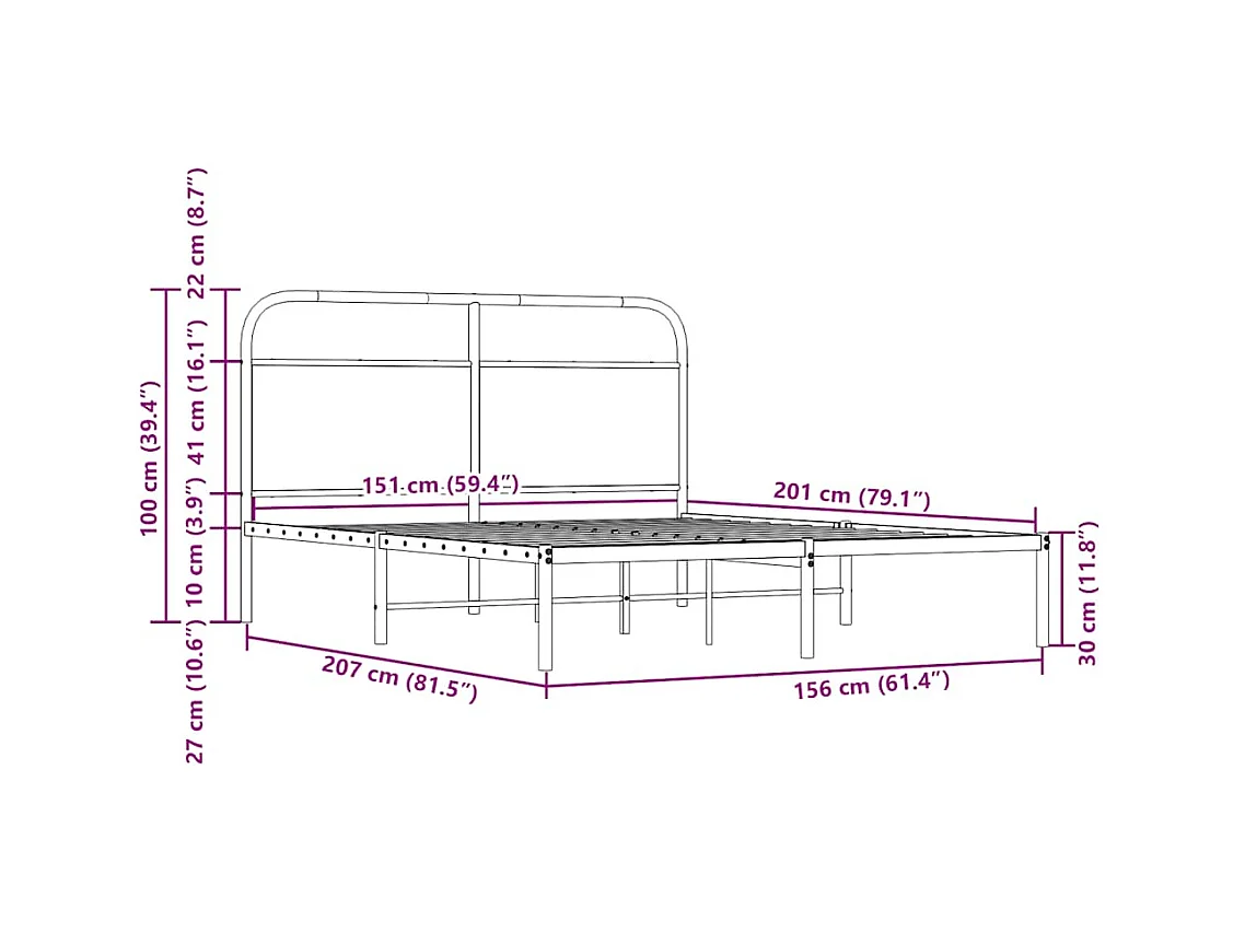 Letto per adulti | Letto matrimoniale | Giroletto senza Materasso Rovere Marrone 150x200 cm Truciolato
