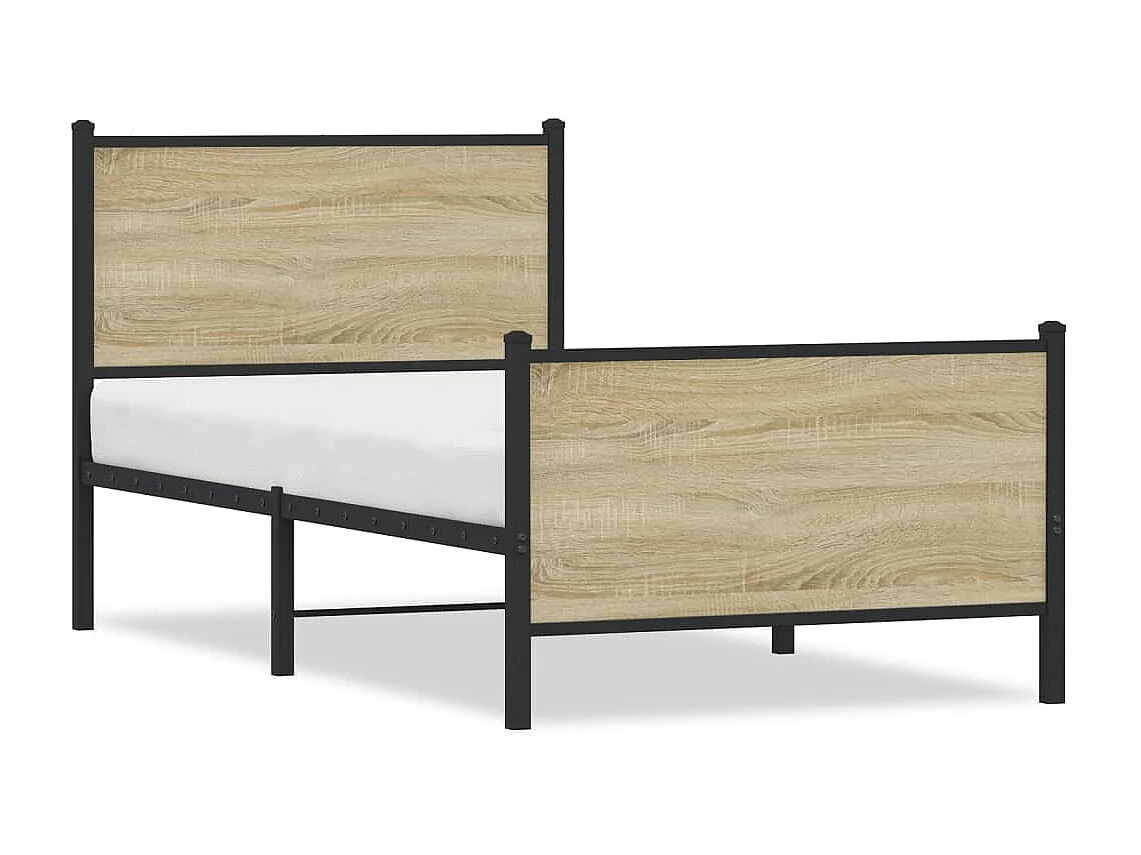 Lit simple | Lit adulte, enfant | Cadre de lit en métal chêne sonoma 90x190 cm