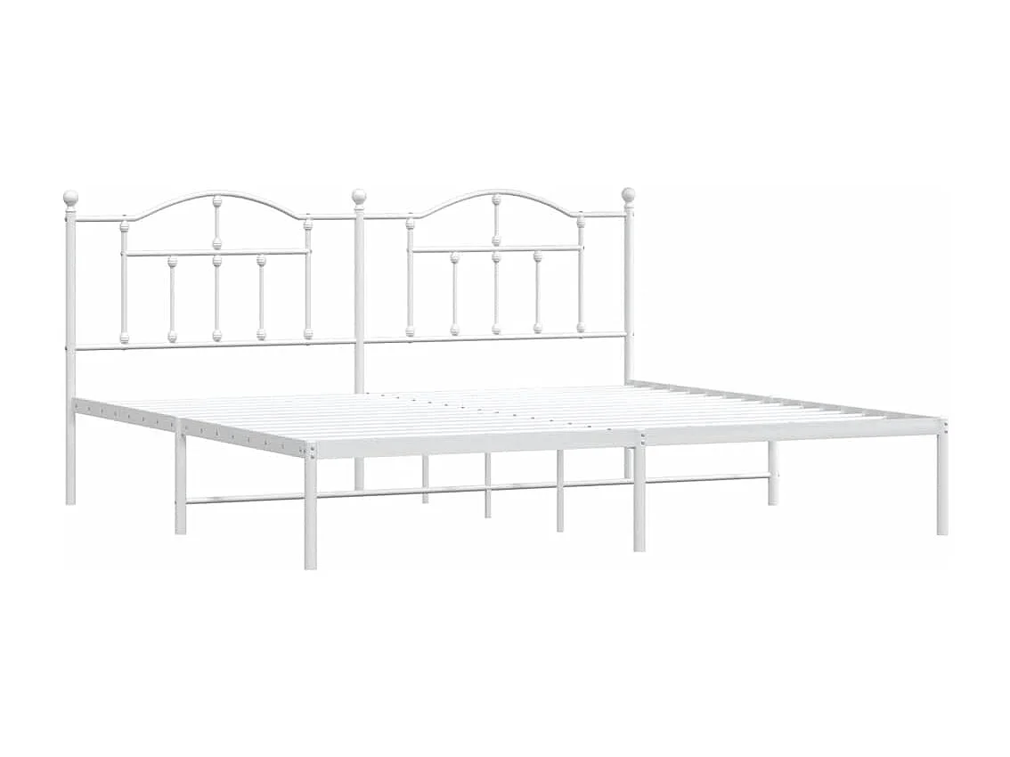 Lit double | Lit adulte | Cadre de lit métal et tête de lit blanc 193x203 cm