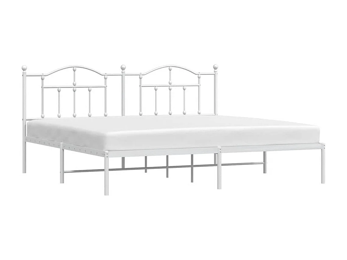 Lit double | Lit adulte | Cadre de lit métal et tête de lit blanc 193x203 cm