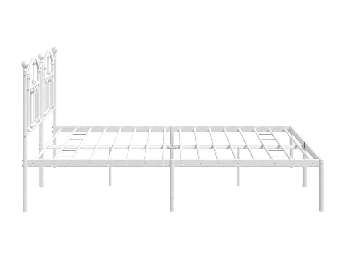 Lit double | Lit adulte | Cadre de lit métal et tête de lit blanc 193x203 cm