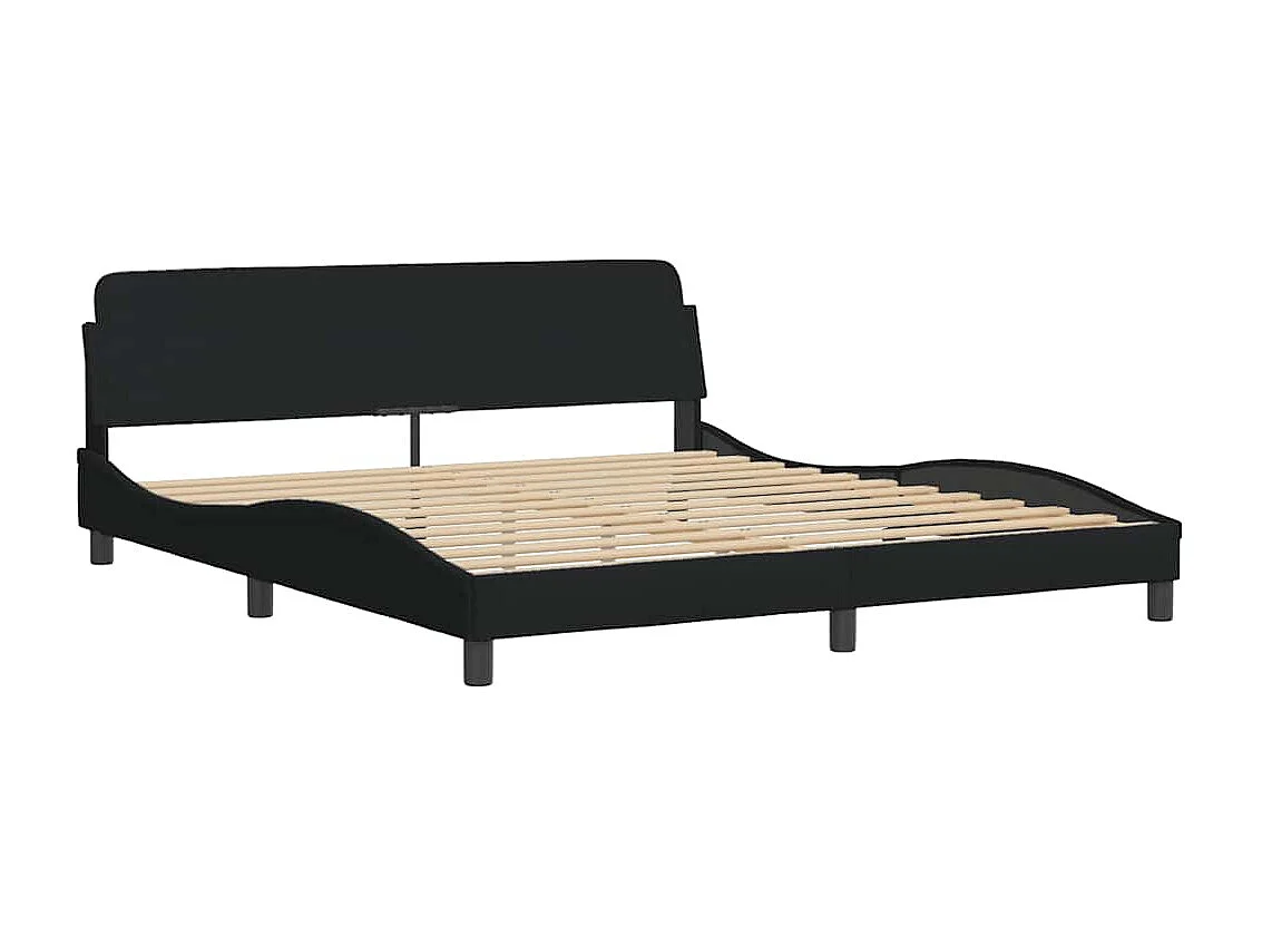 Letto per adulti | Letto matrimoniale | Giroletto senza Materasso Hanko Nero 180x200 cm in Tessuto