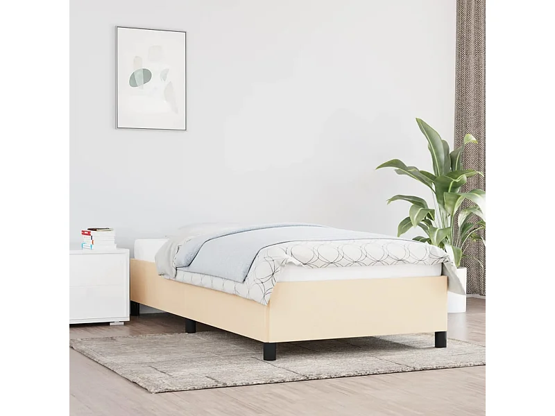 Lit simple | Lit adulte, enfant | Cadre de lit crème 90x200 cm tissu