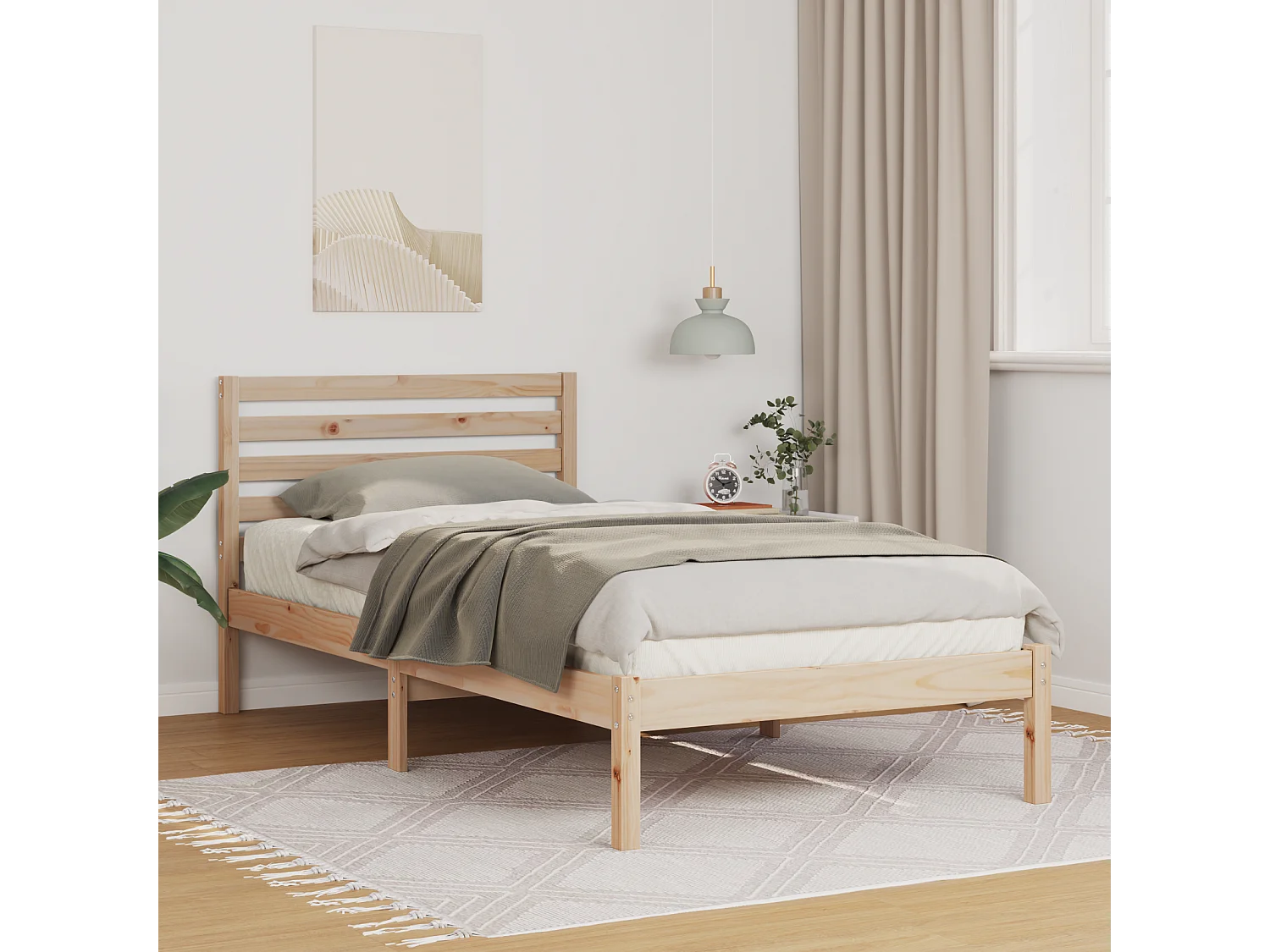 Lit simple | Lit adulte, enfant | Cadre de lit Marron 90x190 cm Bois massif en pin