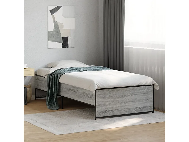Lit simple | Lit adulte, enfant | Cadre de lit sonoma gris 90x190 cm