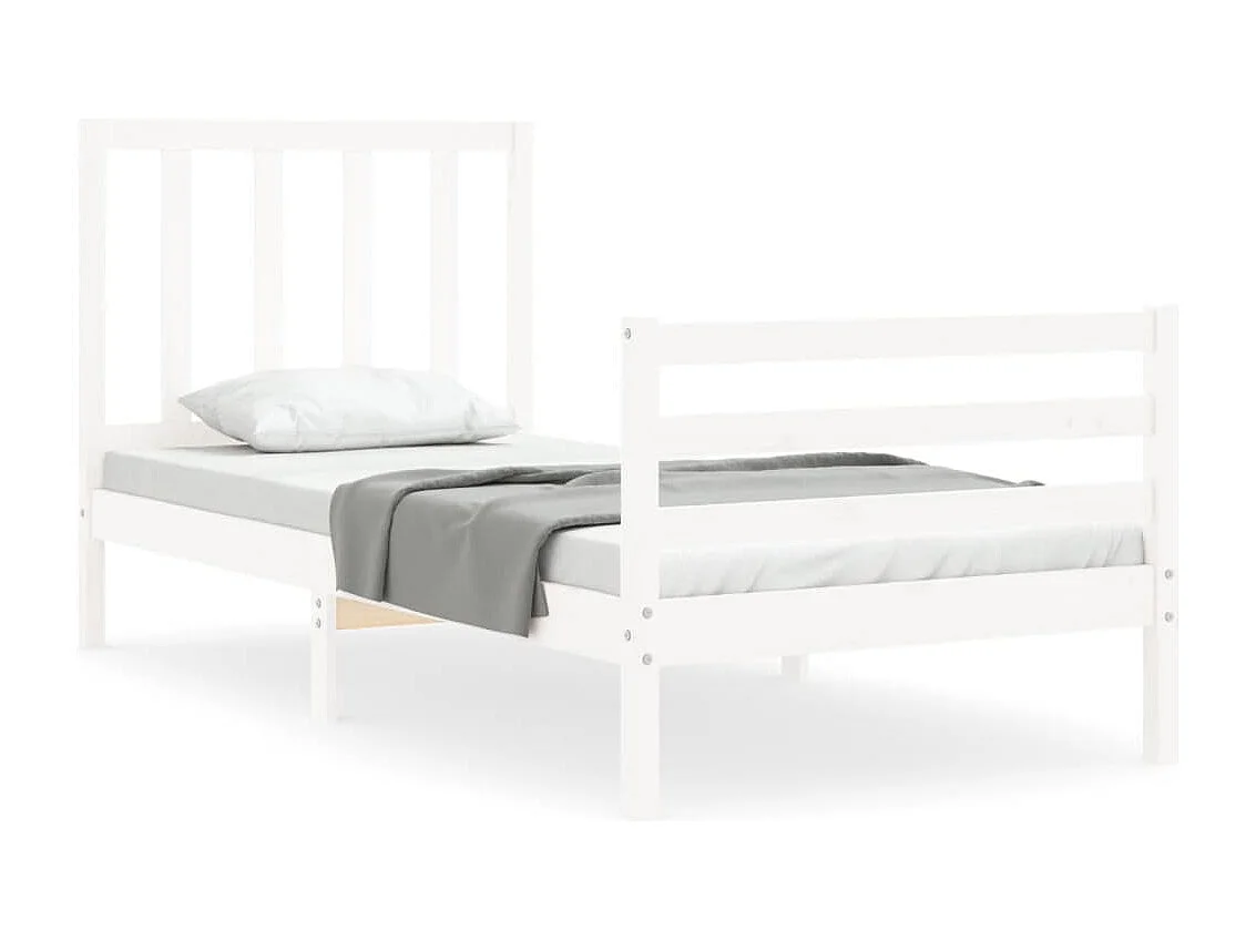 Lit simple | Lit adulte, enfant | Cadre de lit blanc 100x200 cm bois de pin massif