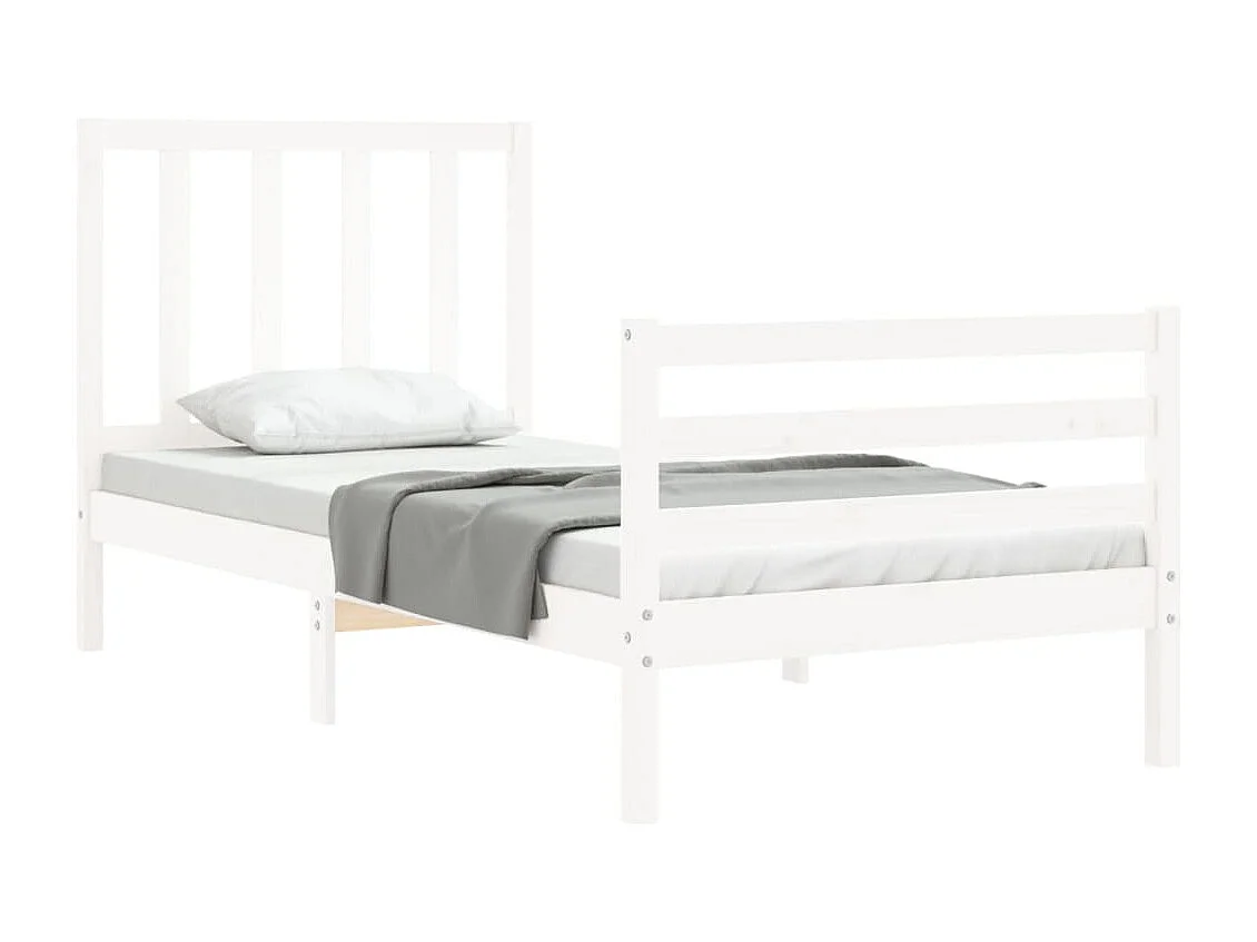 Lit simple | Lit adulte, enfant | Cadre de lit blanc 100x200 cm bois de pin massif