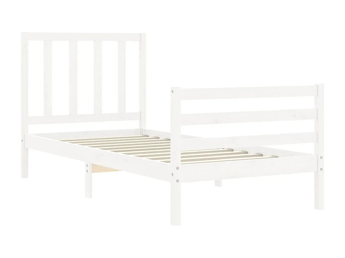 Lit simple | Lit adulte, enfant | Cadre de lit blanc 100x200 cm bois de pin massif